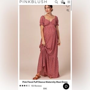 Pink blush floral puff sleeve maxi dress